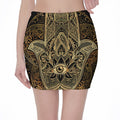 Gold Hamsa Hand Print Pencil Mini Skirt