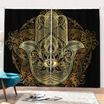 Gold Hamsa Hand Print Pencil Pleat Curtains