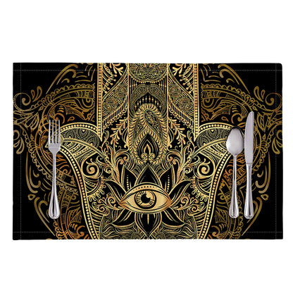Gold Hamsa Hand Print Placemat
