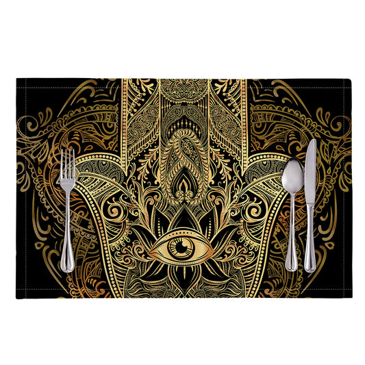 Gold Hamsa Hand Print Placemat