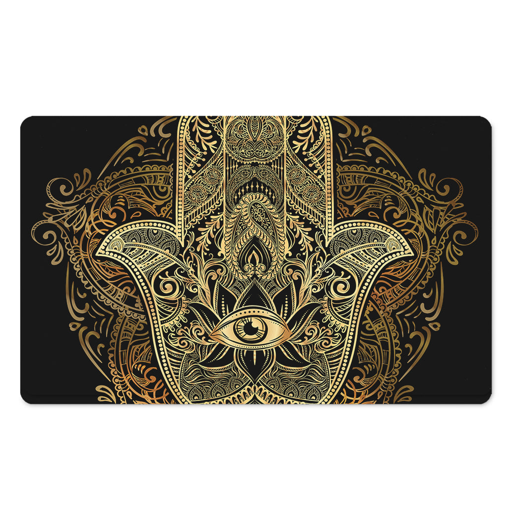 Gold Hamsa Hand Print Polyester Doormat