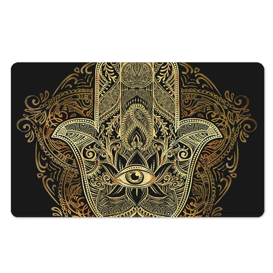 Gold Hamsa Hand Print Polyester Doormat