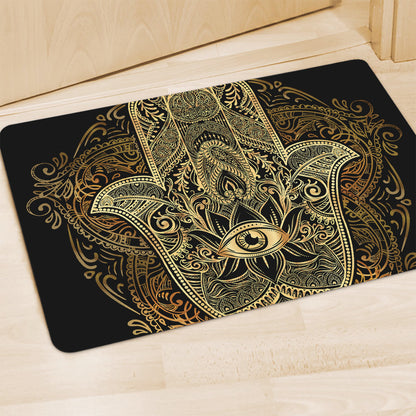 Gold Hamsa Hand Print Polyester Doormat