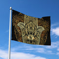 Gold Hamsa Hand Print Polyester Flag