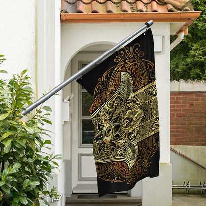Gold Hamsa Hand Print Polyester Flag