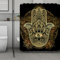 Gold Hamsa Hand Print Polyester Shower Curtain