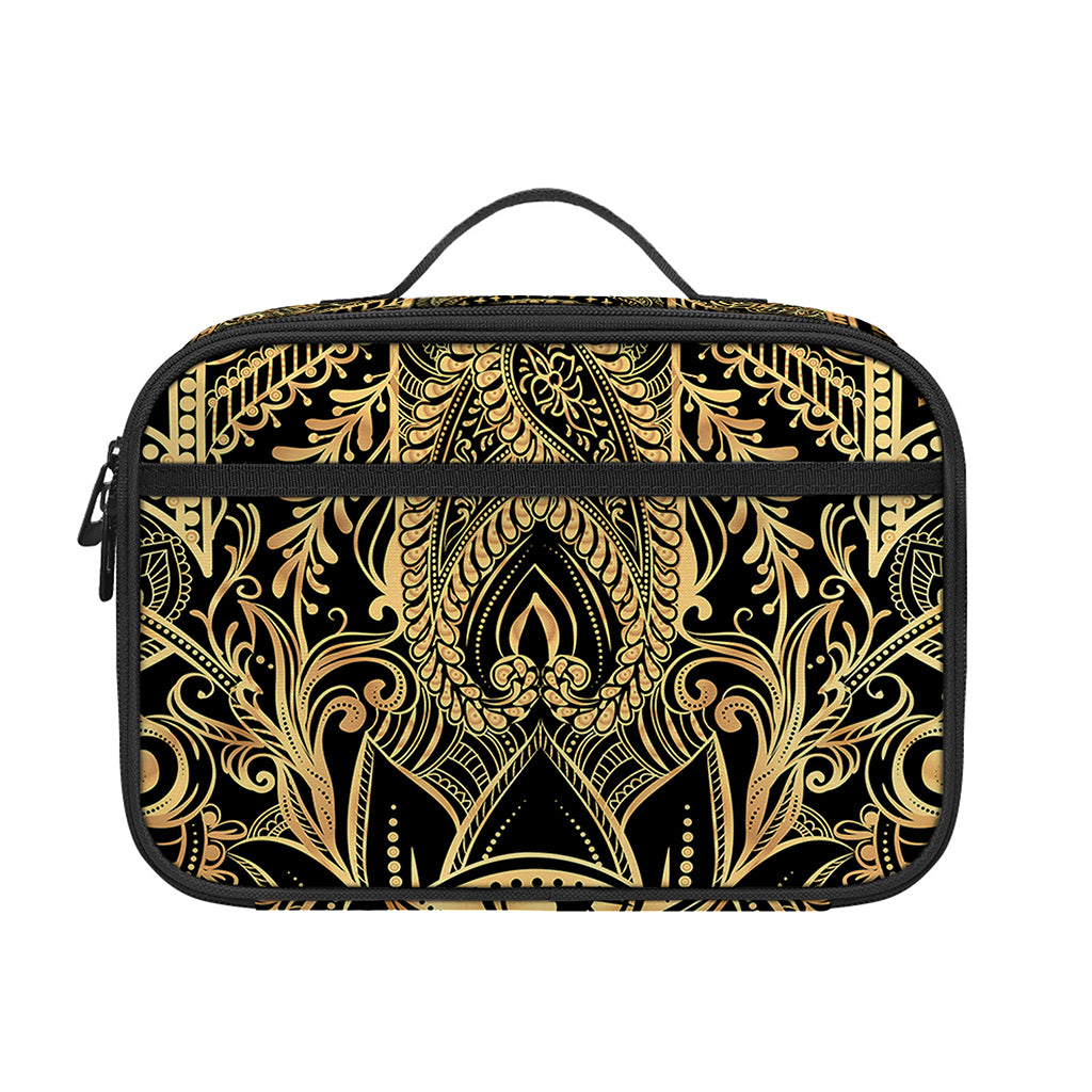 Gold Hamsa Hand Print Portable Lunch Bag
