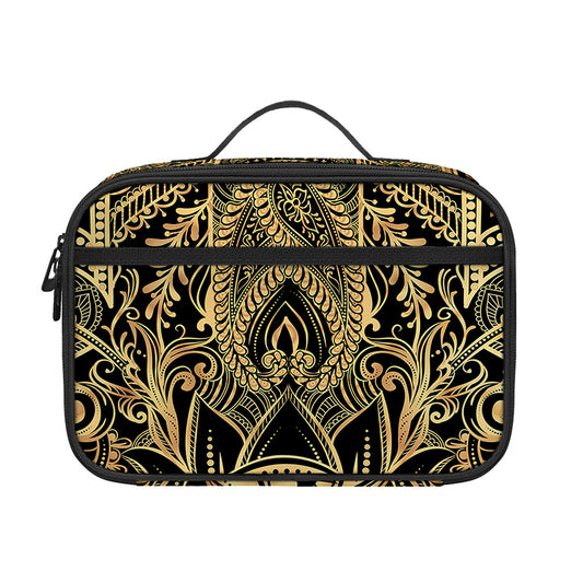 Gold Hamsa Hand Print Portable Lunch Bag
