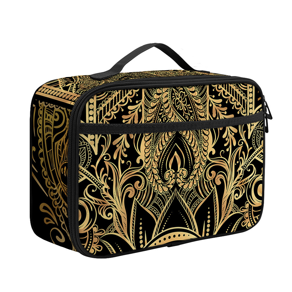 Gold Hamsa Hand Print Portable Lunch Bag