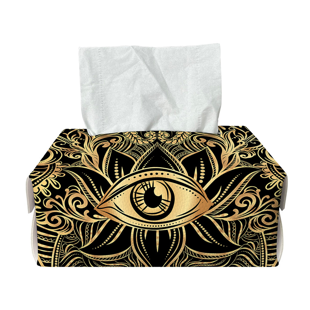 Gold Hamsa Hand Print Rectangle Tissue Box Cover