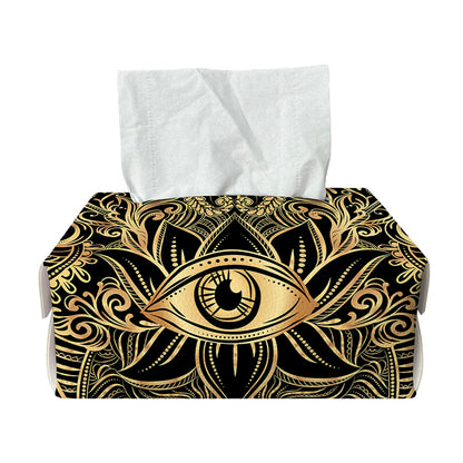 Gold Hamsa Hand Print Rectangle Tissue Box Cover