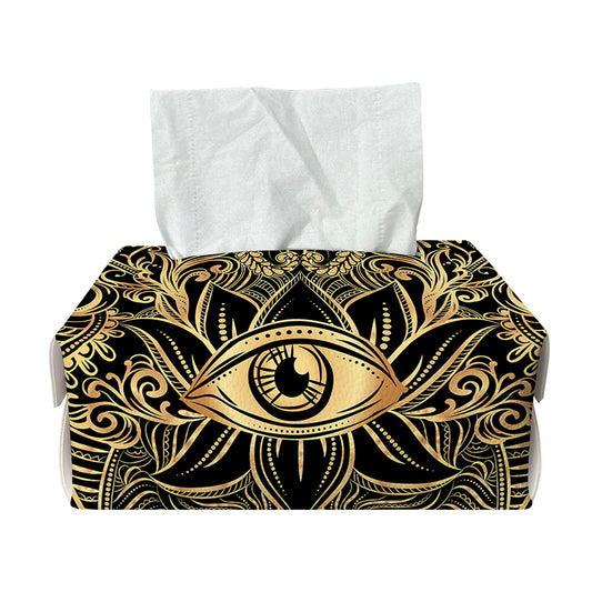 Gold Hamsa Hand Print Rectangle Tissue Box Cover