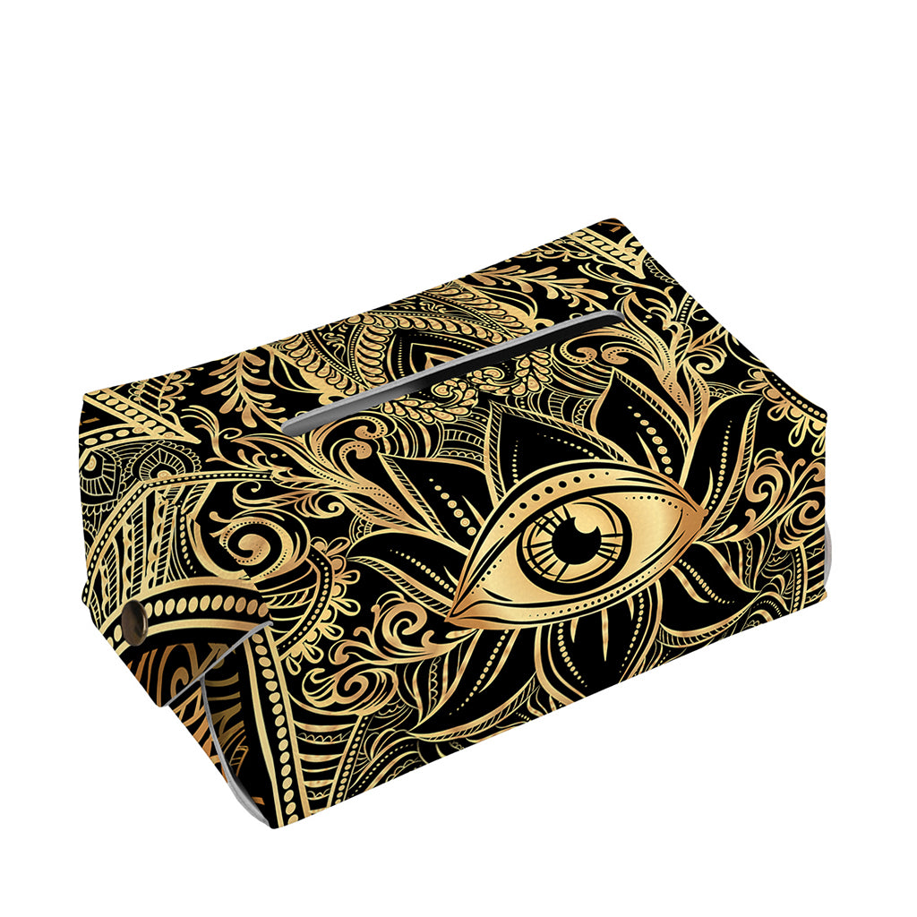 Gold Hamsa Hand Print Rectangle Tissue Box Cover