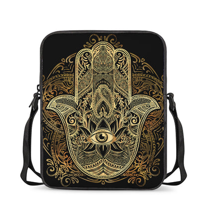 Gold Hamsa Hand Print Rectangular Crossbody Bag