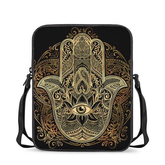 Gold Hamsa Hand Print Rectangular Crossbody Bag