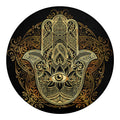 Gold Hamsa Hand Print Round Blanket