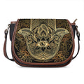 Gold Hamsa Hand Print Saddle Bag