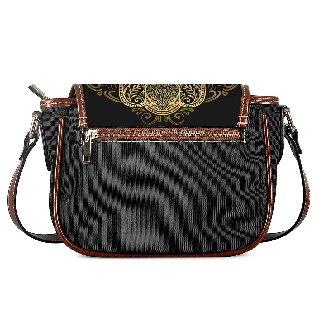 Gold Hamsa Hand Print Saddle Bag