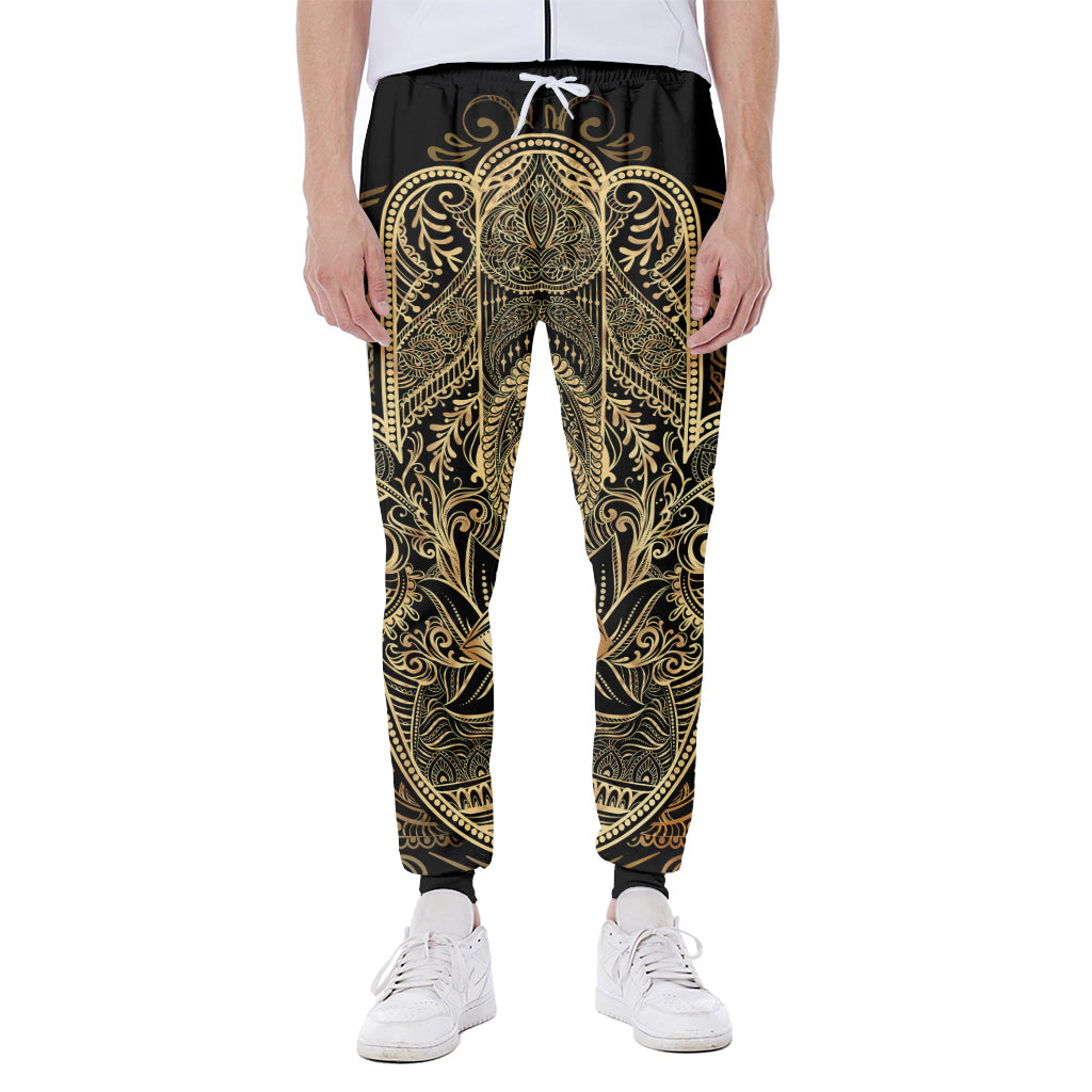 Gold Hamsa Hand Print Scuba Joggers