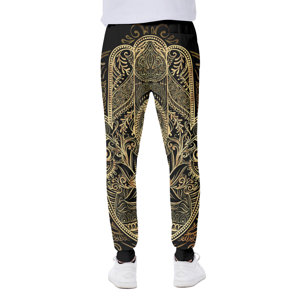 Gold Hamsa Hand Print Scuba Joggers