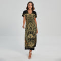 Gold Hamsa Hand Print Short Sleeve Maxi Dress