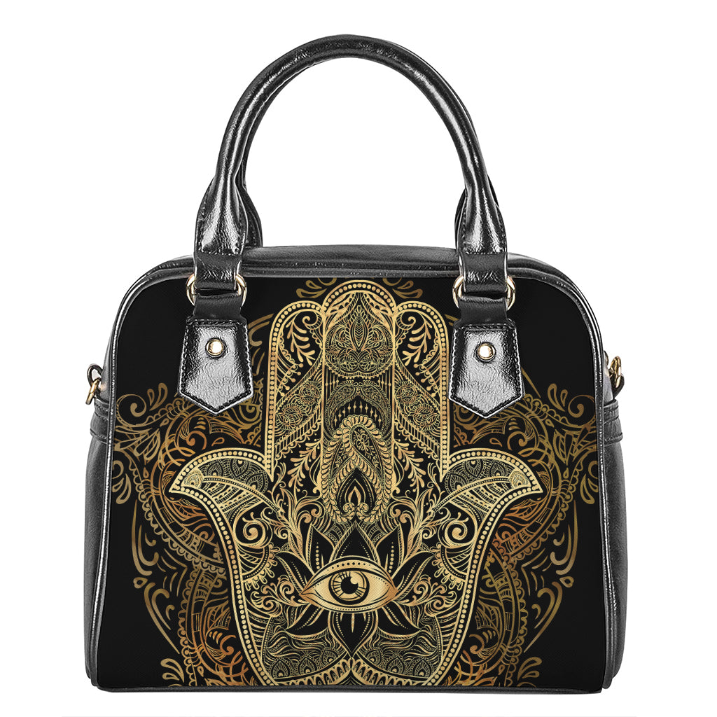 Gold Hamsa Hand Print Shoulder Handbag