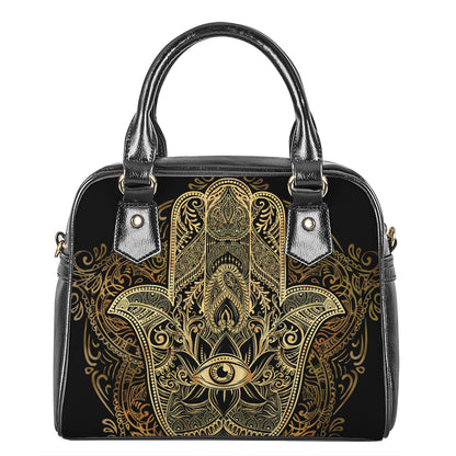 Gold Hamsa Hand Print Shoulder Handbag