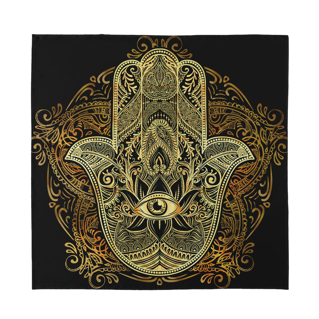 Gold Hamsa Hand Print Silk Bandana