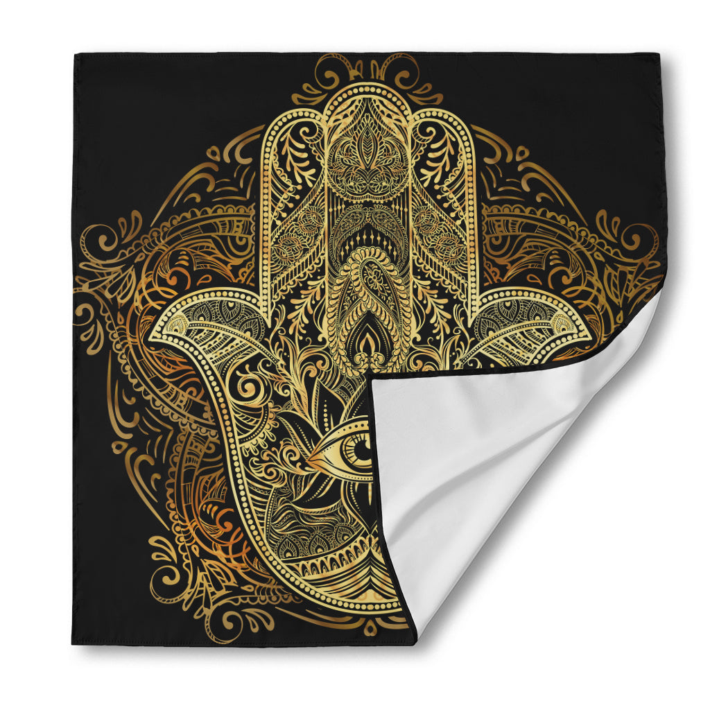 Gold Hamsa Hand Print Silk Bandana