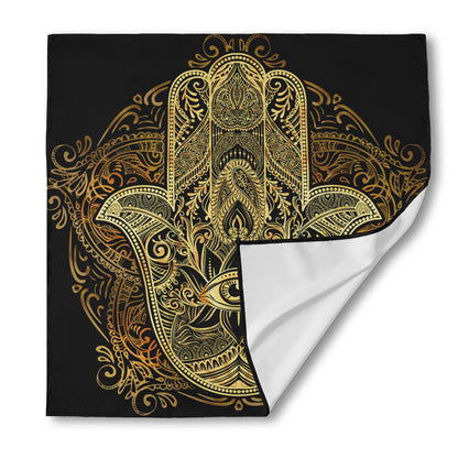Gold Hamsa Hand Print Silk Bandana