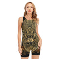 Gold Hamsa Hand Print Sleeveless One Piece Swimsuit