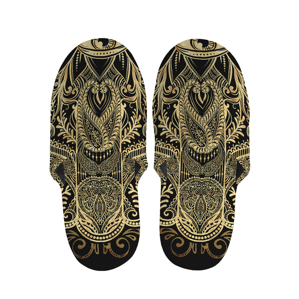 Gold Hamsa Hand Print Slippers