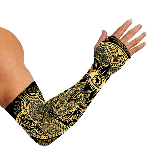 Gold Hamsa Hand Print Sun Protection Arm Sleeves