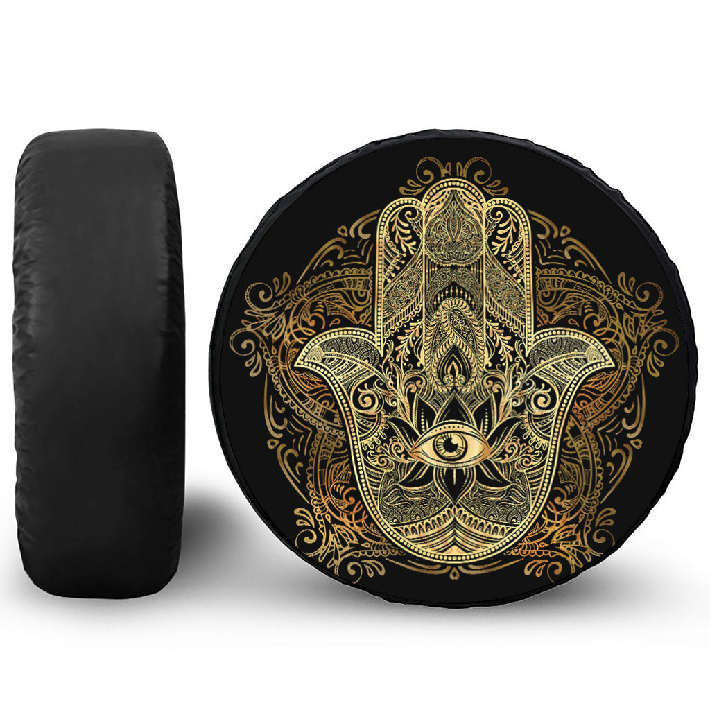 Gold Hamsa Hand Print Tire Cover