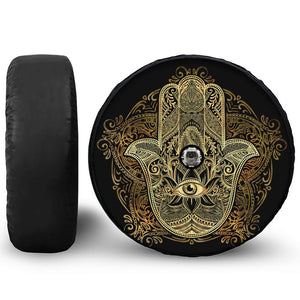 Gold Hamsa Hand Print Tire Cover With Camera Hole