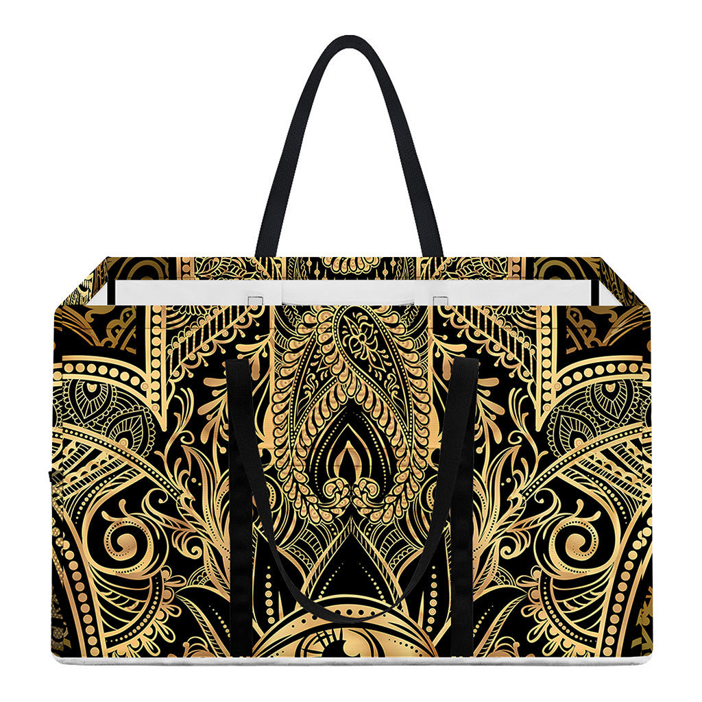 Gold Hamsa Hand Print Utility Tote Bag
