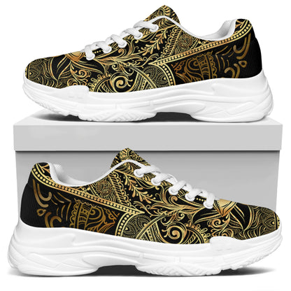 Gold Hamsa Hand Print White Chunky Shoes
