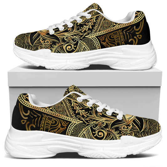 Gold Hamsa Hand Print White Chunky Shoes
