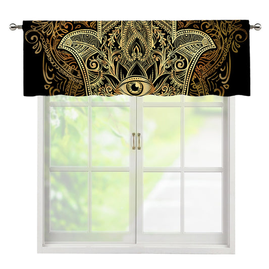 Gold Hamsa Hand Print Window Valance