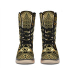 Gold Hamsa Hand Print Winter Boots