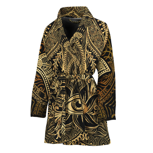 Gold Hamsa Hand Print Women's Bathrobe