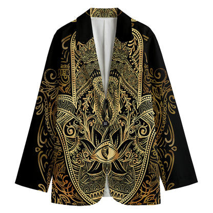 Gold Hamsa Hand Print Women's Blazer