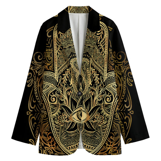 Gold Hamsa Hand Print Women's Blazer