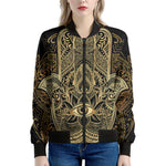 Gold Hamsa Hand Print Women's Bomber Jacket