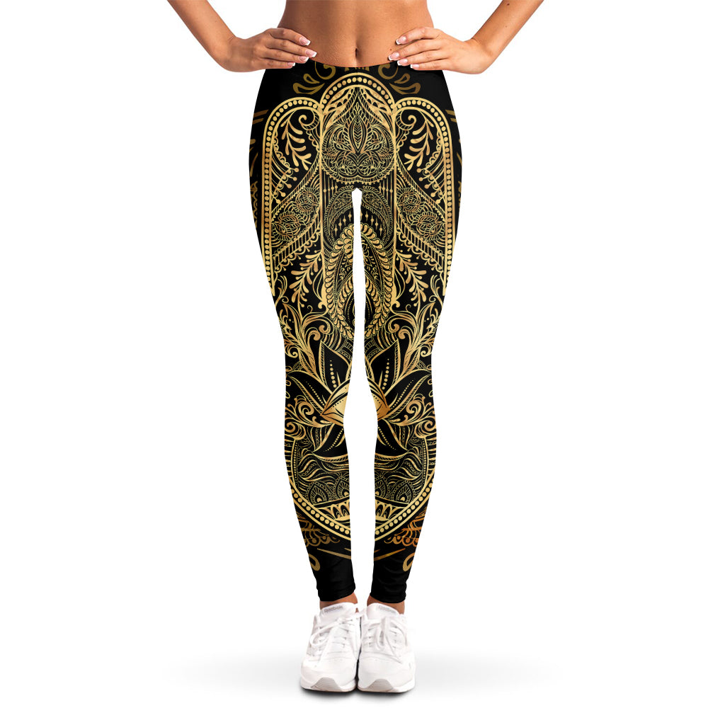 Gold Hamsa Hand Print Women's Leggings