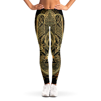 Gold Hamsa Hand Print Women's Leggings