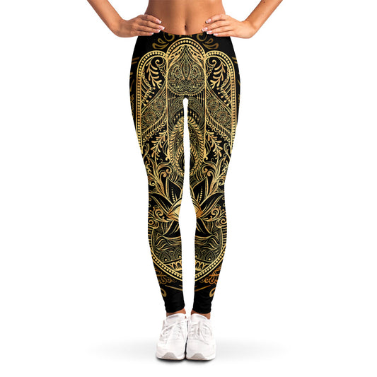 Gold Hamsa Hand Print Women's Leggings