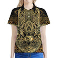 Gold Hamsa Hand Print Women's Polo Shirt