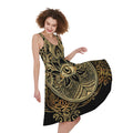 Gold Hamsa Hand Print Sleeveless Knee Length Dress