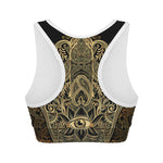 Gold Hamsa Hand Print Women's Sports Bra